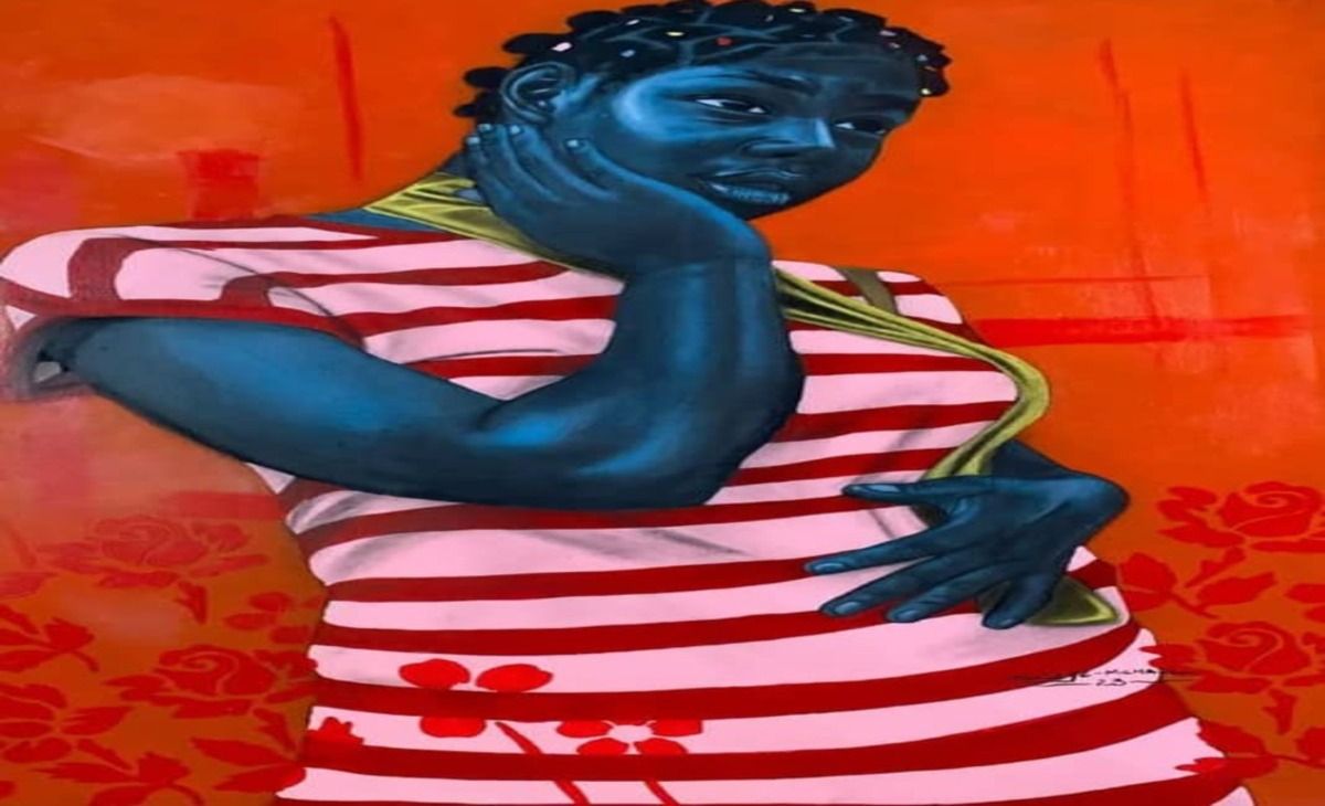 A close-up of expressive artwork created by Soneye Michael.