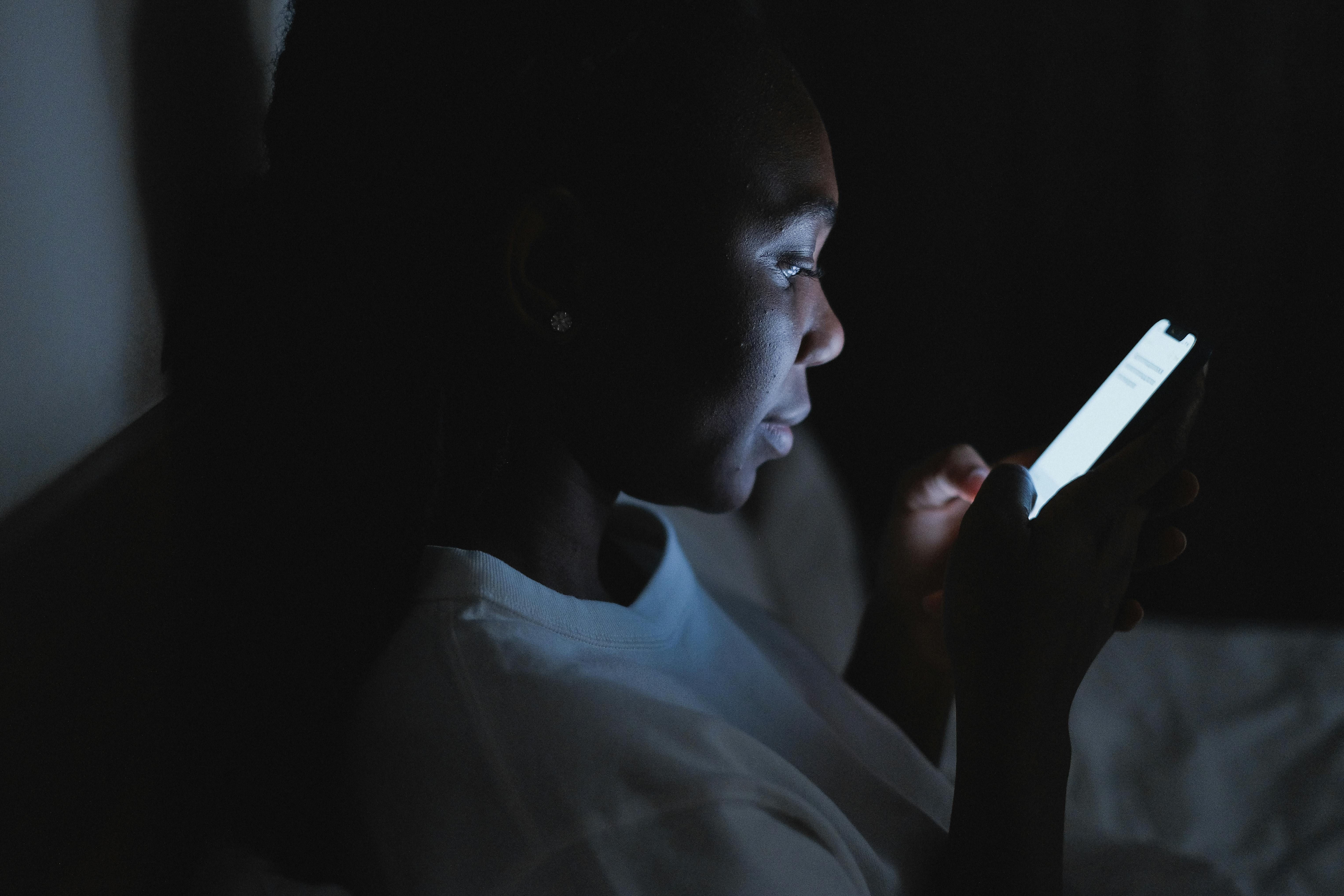 a lady with her phone