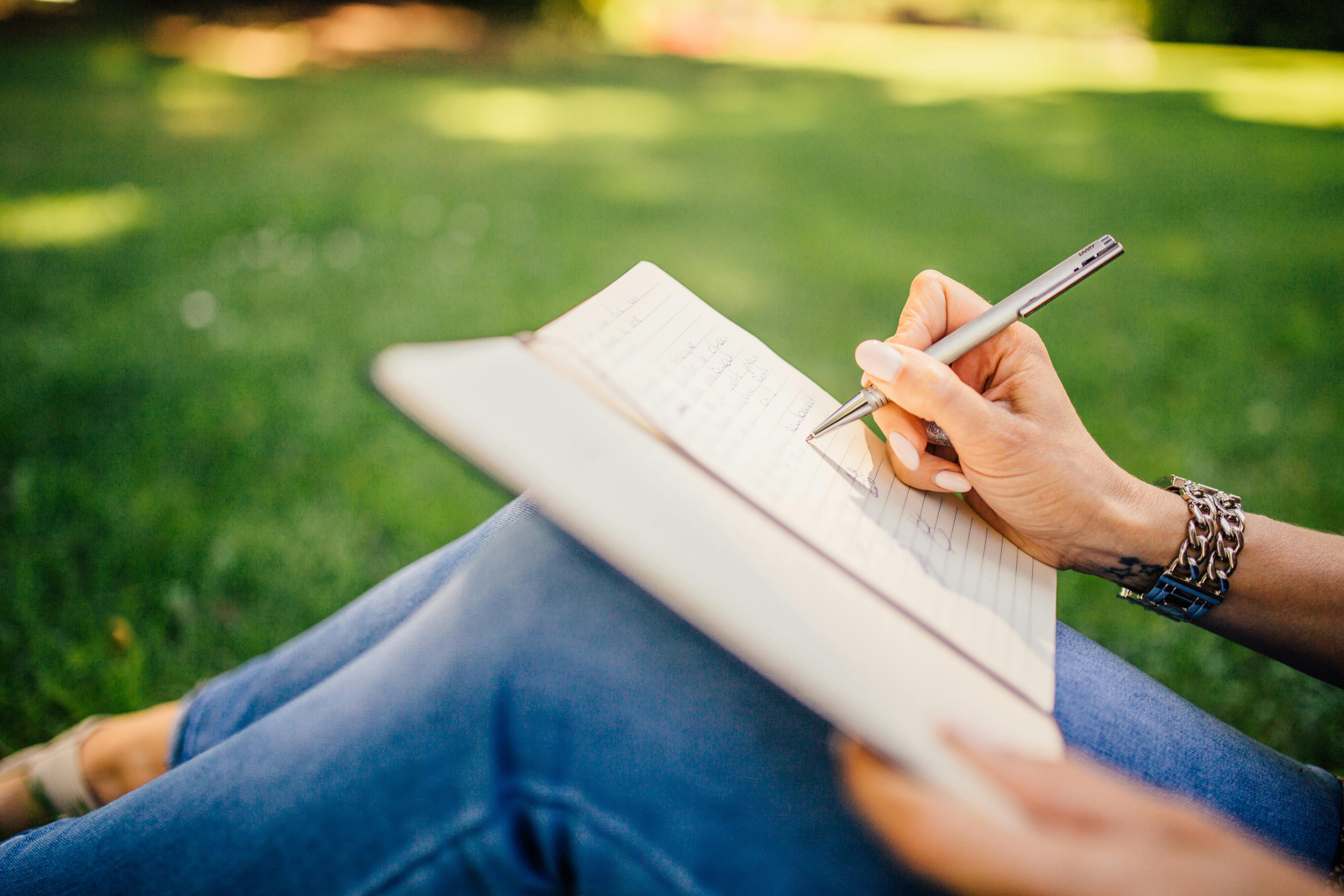 a lady journaling