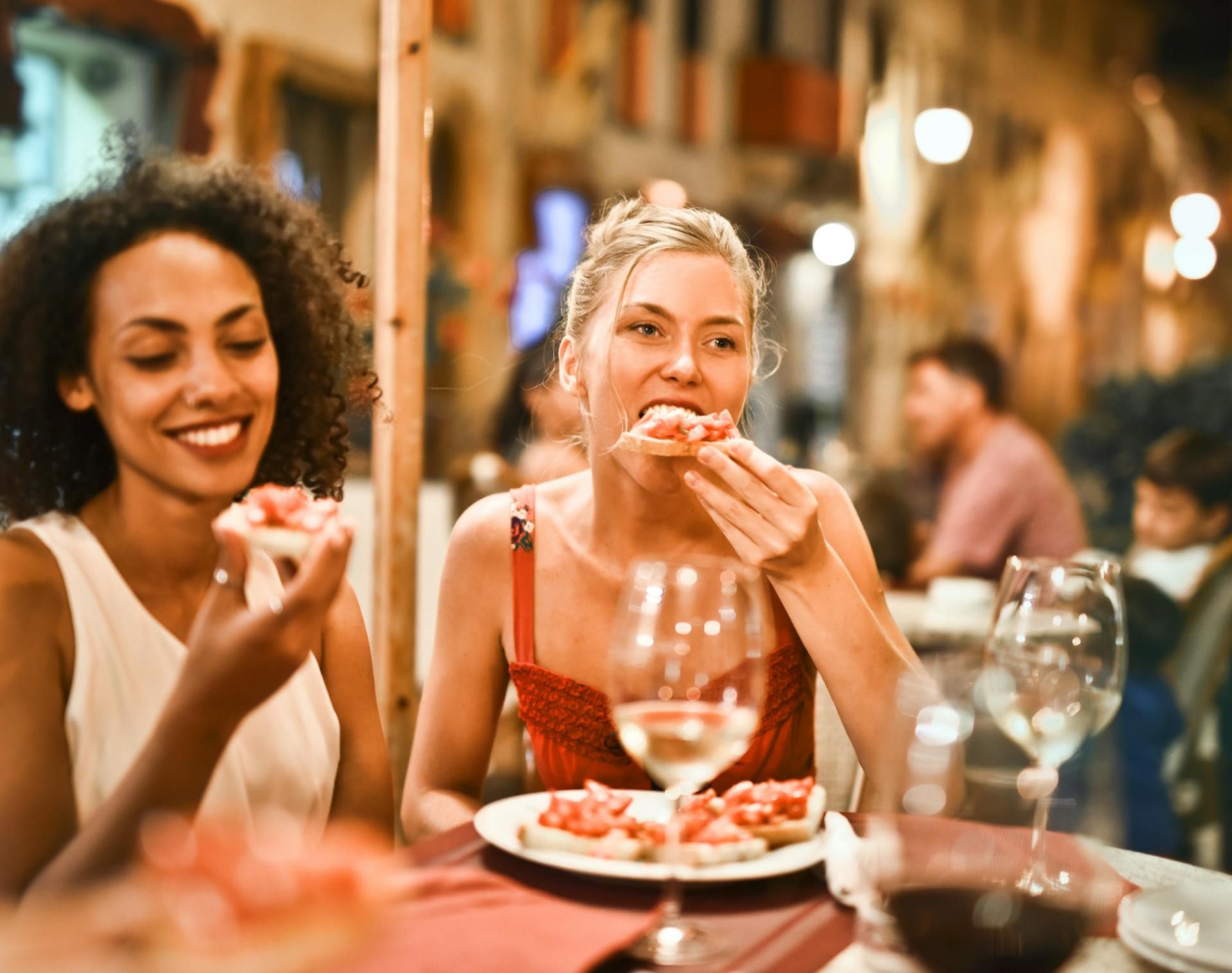 two ladies eating